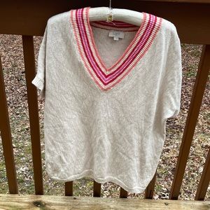 Loft cotton tan short sleeve sweater